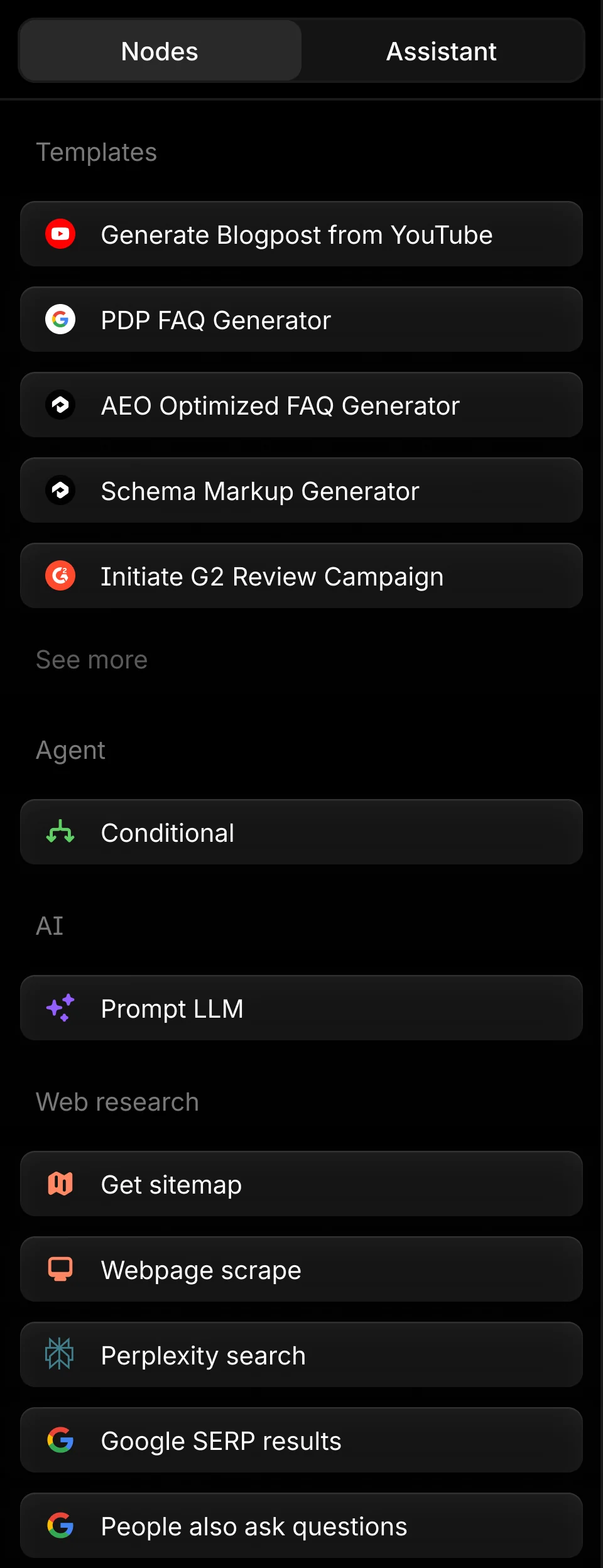 Items Sidebar